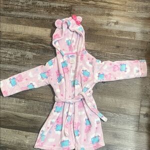 Peppa Pig Pink and Blue Kids Hooded Bath Robe with Ears Size 3T